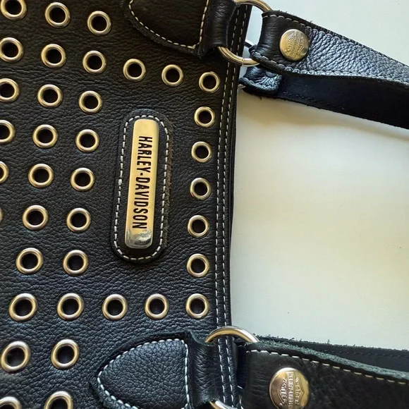 Leather Harley Davidson Studded Tote Bag - Picture 8 of 9